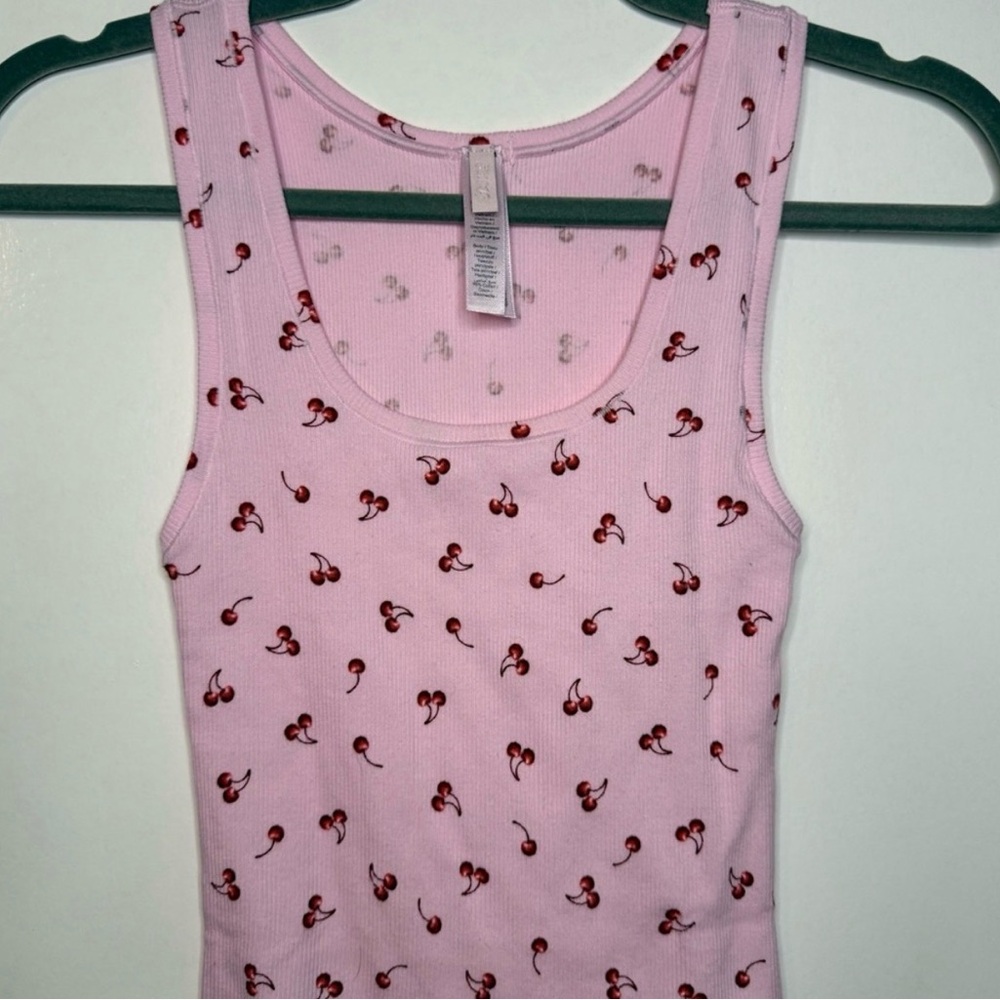 SKIMS Cherry Print Pink Tank Top